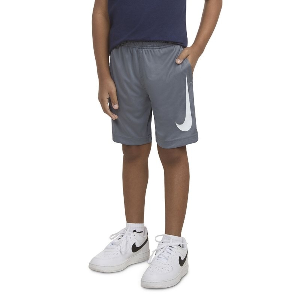 Nike Dri-Fit Boys NWT Cool Grey Swoosh Elastic Waistband Shorts Size 7/Large